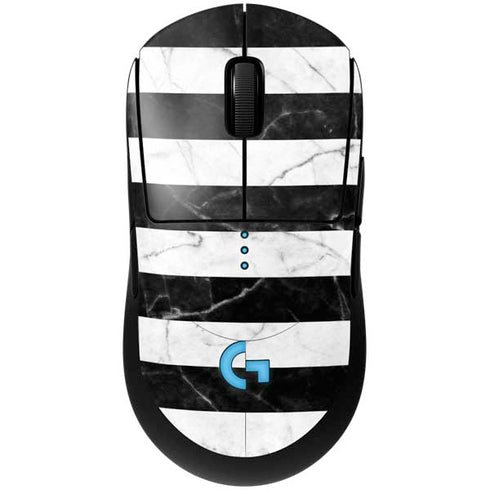 Black and White Striped Marble G Pro Wireless Gaming Mouse Skin