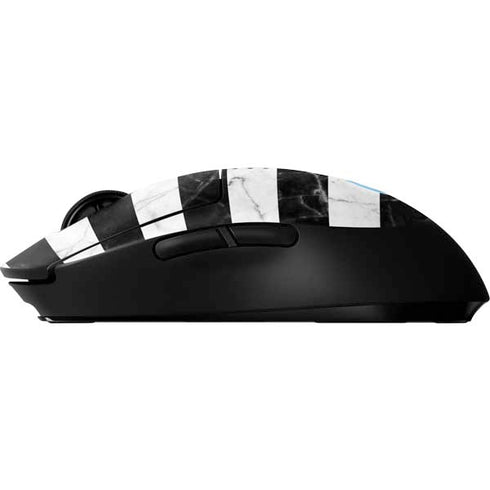 Black and White Striped Marble G Pro Wireless Gaming Mouse Skin
