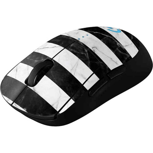 Black and White Striped Marble G Pro Wireless Gaming Mouse Skin