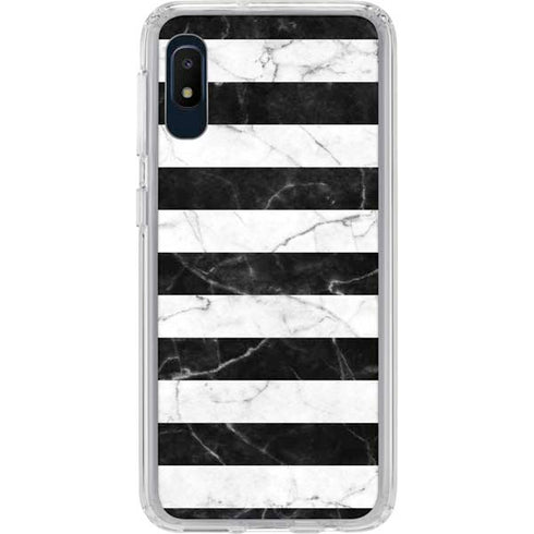Black and White Striped Marble Galaxy A10e Clear Case
