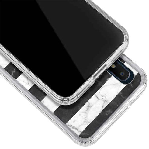 Black and White Striped Marble Galaxy A10e Clear Case