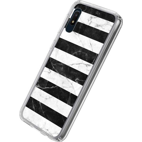 Black and White Striped Marble Galaxy A10e Clear Case