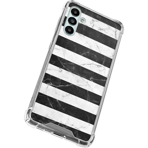 Black and White Striped Marble Galaxy A13 5G Clear Case