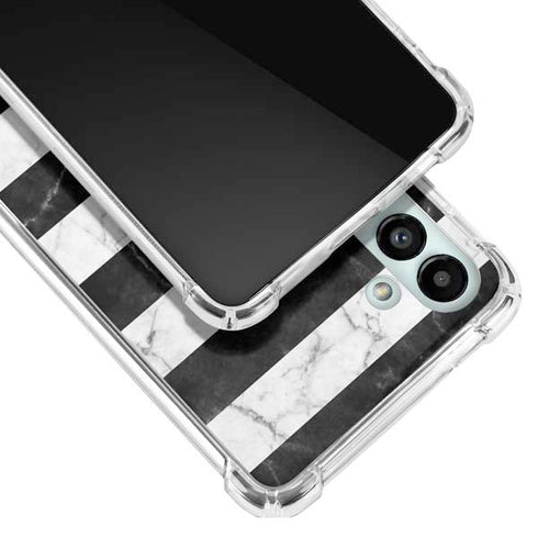 Black and White Striped Marble Galaxy A13 5G Clear Case