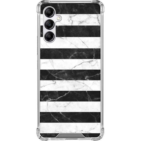 Black and White Striped Marble Galaxy A14 5G Clear Case