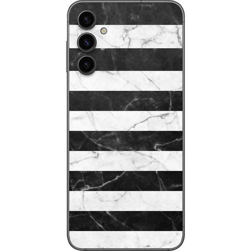Black and White Striped Marble Galaxy A14 5G Skin