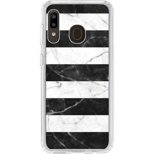 Black and White Striped Marble Galaxy A20 Clear Case