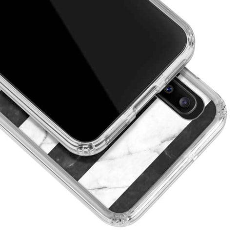 Black and White Striped Marble Galaxy A20 Clear Case