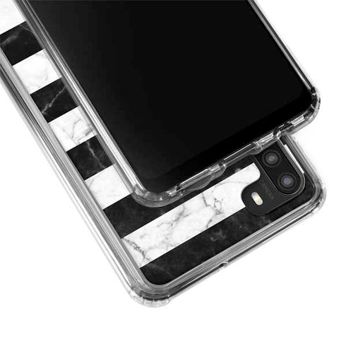 Black and White Striped Marble Galaxy A21 Clear Case