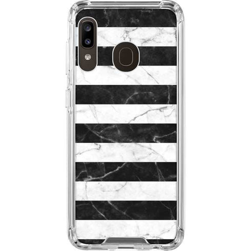 Black and White Striped Marble Galaxy A30 Clear Case
