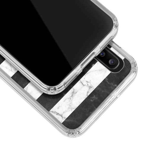 Black and White Striped Marble Galaxy A30 Clear Case