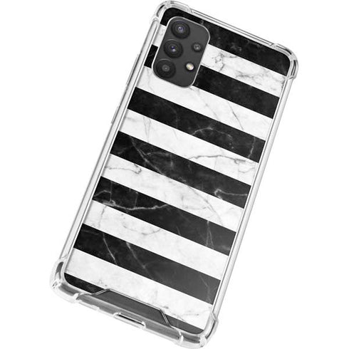 Black and White Striped Marble Galaxy A32 5G Clear Case