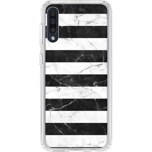 Black and White Striped Marble Galaxy A50 Clear Case