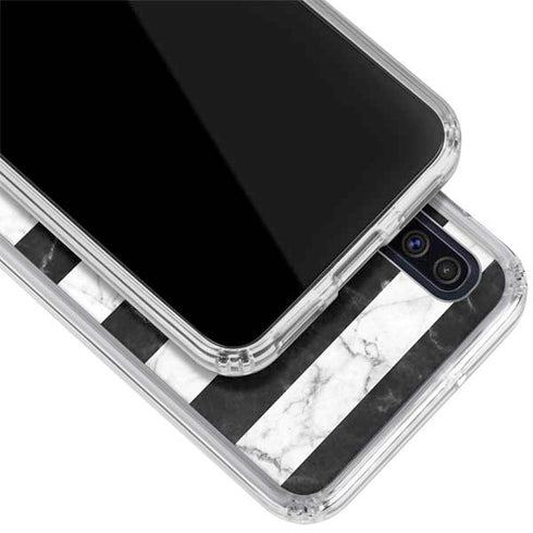 Black and White Striped Marble Galaxy A50 Clear Case