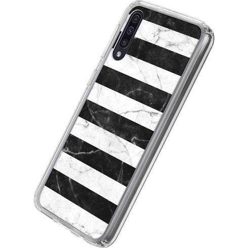 Black and White Striped Marble Galaxy A50 Clear Case