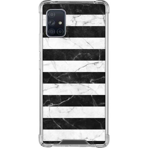 Black and White Striped Marble Galaxy A51 5G Clear Case