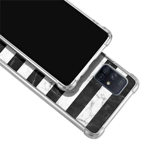 Black and White Striped Marble Galaxy A51 5G Clear Case