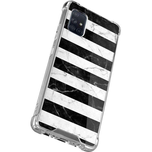 Black and White Striped Marble Galaxy A51 5G Clear Case
