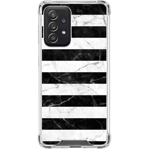 Black and White Striped Marble Galaxy A52 5G Clear Case