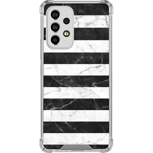 Black and White Striped Marble Galaxy A53 5G Clear Case