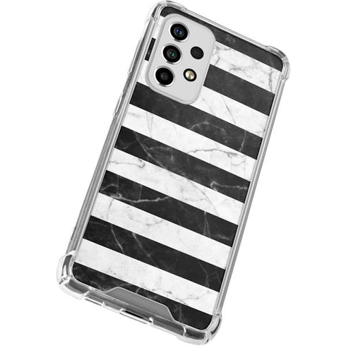 Black and White Striped Marble Galaxy A53 5G Clear Case