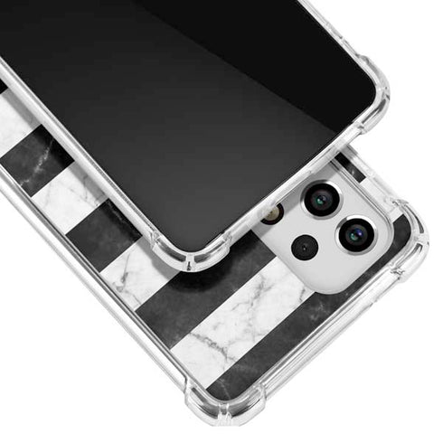 Black and White Striped Marble Galaxy A53 5G Clear Case