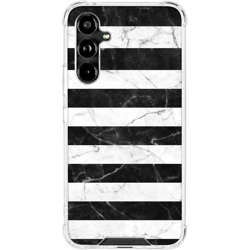 Black and White Striped Marble Galaxy A54 5G Clear Case