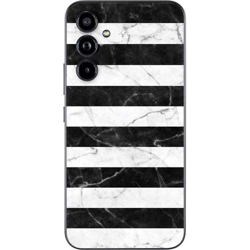 Black and White Striped Marble Galaxy A54 5G Skin