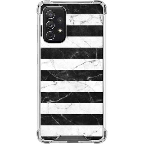 Black and White Striped Marble Galaxy A72 5G Clear Case