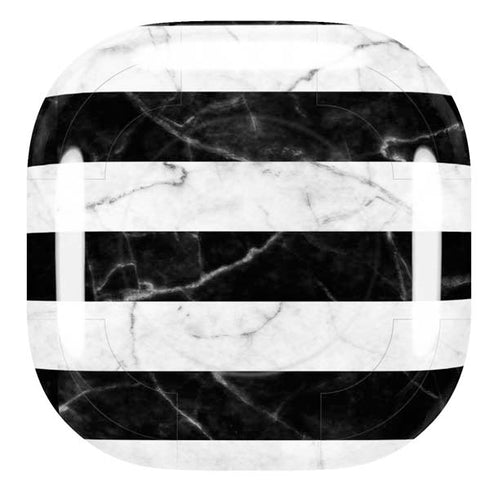 Black and White Striped Marble Galaxy Buds Pro Skin