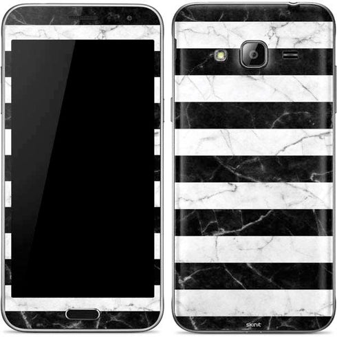Black and White Striped Marble Galaxy J3 Skin