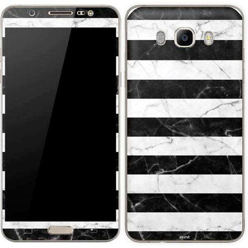 Black and White Striped Marble Galaxy J7 Skin