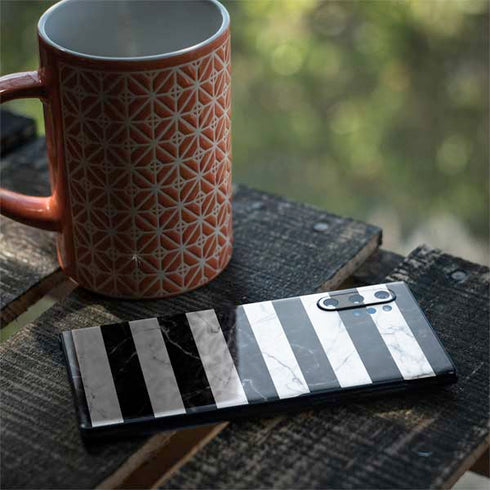 Black and White Striped Marble Galaxy Note 10 Plus Skin