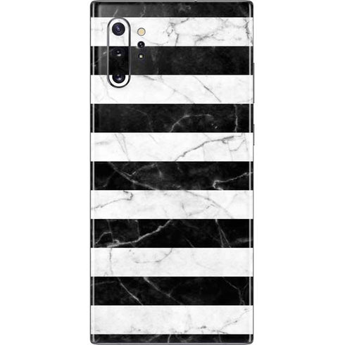 Black and White Striped Marble Galaxy Note 10 Plus Skin