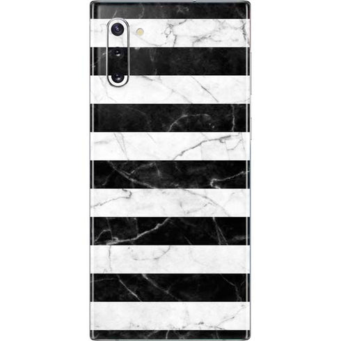 Black and White Striped Marble Galaxy Note 10 Skin