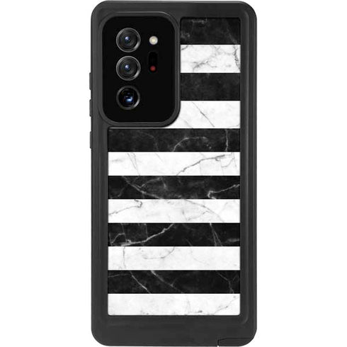 Black and White Striped Marble Galaxy Note20 Ultra 5G Waterproof Case