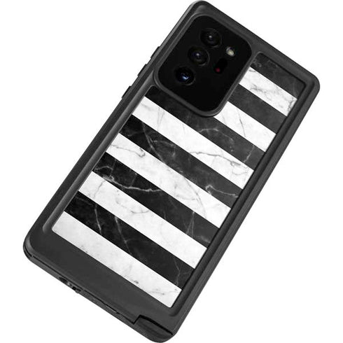 Black and White Striped Marble Galaxy Note20 Ultra 5G Waterproof Case