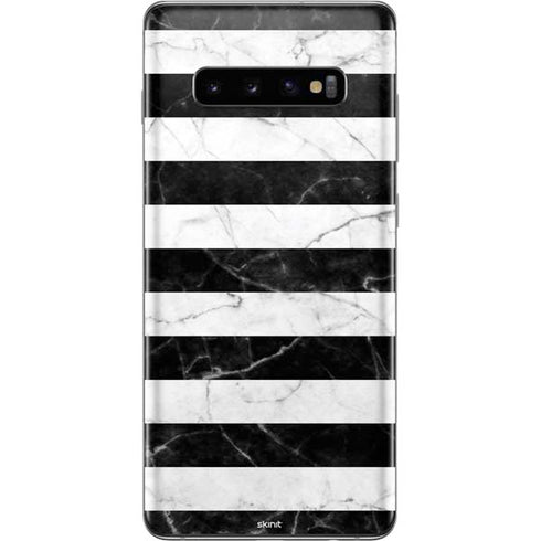 Black and White Striped Marble Galaxy S10 Plus Skin