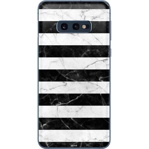 Black and White Striped Marble Galaxy S10e Skin