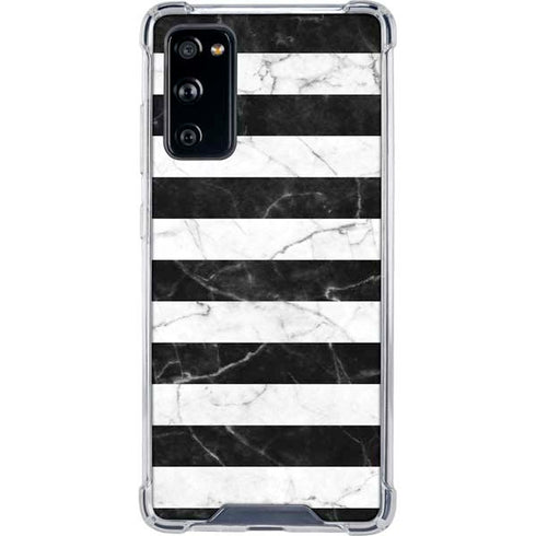 Black and White Striped Marble Galaxy S20 FE Clear Case