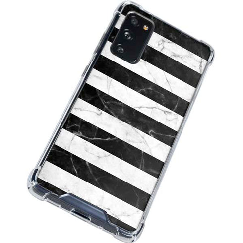 Black and White Striped Marble Galaxy S20 FE Clear Case