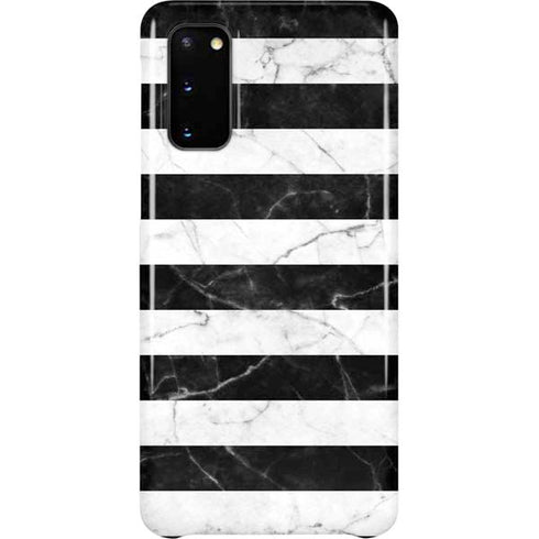 Black and White Striped Marble Galaxy S20 Lite Case