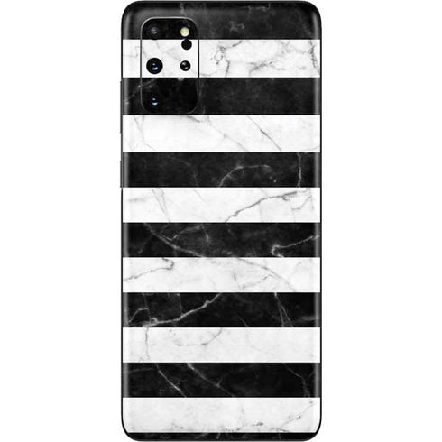 Black and White Striped Marble Galaxy S20 Plus Skin