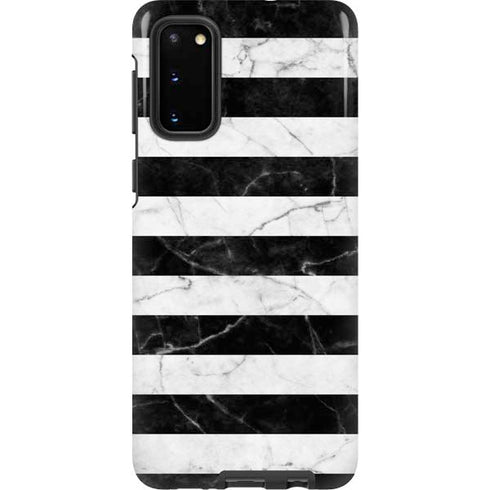 Black and White Striped Marble Galaxy S20 Pro Case
