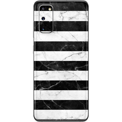 Black and White Striped Marble Galaxy S20 Skin