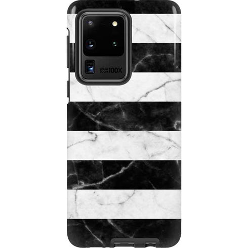 Black and White Striped Marble Galaxy S20 Ultra 5G Pro Case