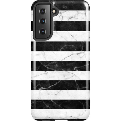 Black and White Striped Marble Galaxy S21 5G Pro Case