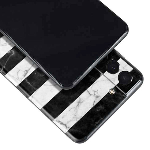 Black and White Striped Marble Galaxy S21 5G Skin