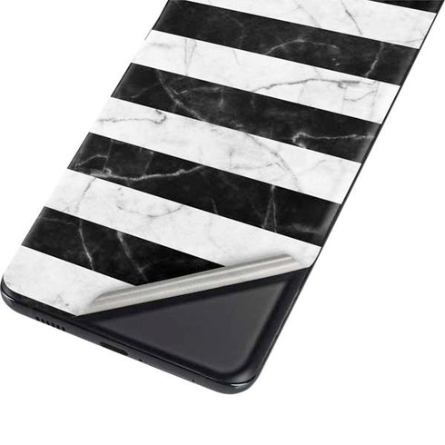 Black and White Striped Marble Galaxy S21 5G Skin