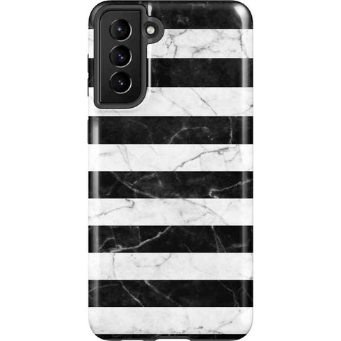 Black and White Striped Marble Galaxy S21 Plus 5G Pro Case